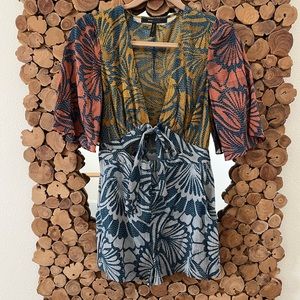 Bcbg tie front romper